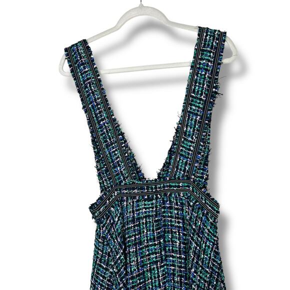 Zara NWOT Green Multi Tweed Classy Trending Overall A-Line Midi Dress Small - Picture 8 of 10